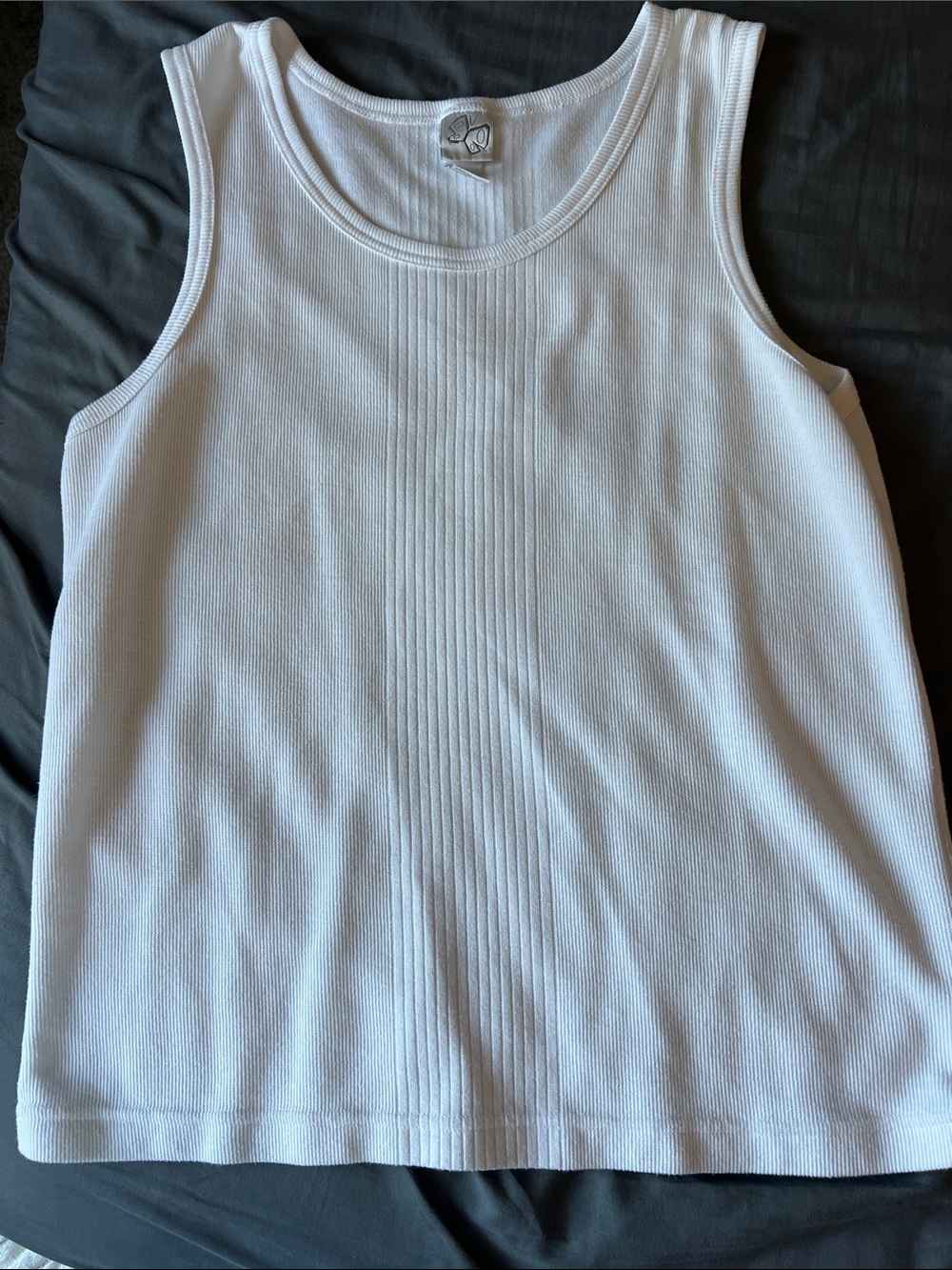 Fashion Bug White Ribbed Tank with Center Pintuck